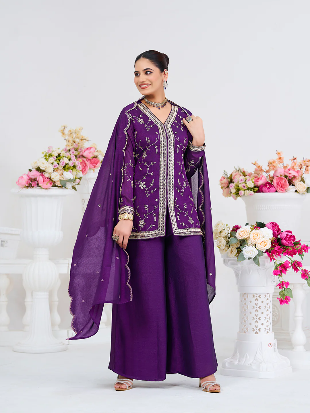 Rag Collection Peplum Top with sharara set for women